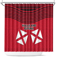 Wallis And Futuna Shower Curtain Polynesian Tattoo Flag Map TS04 Red Black - Polynesian Pride