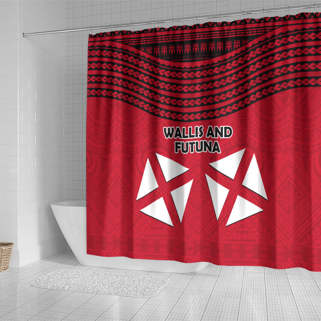 Wallis And Futuna Shower Curtain Polynesian Tattoo Flag Map TS04 - Polynesian Pride