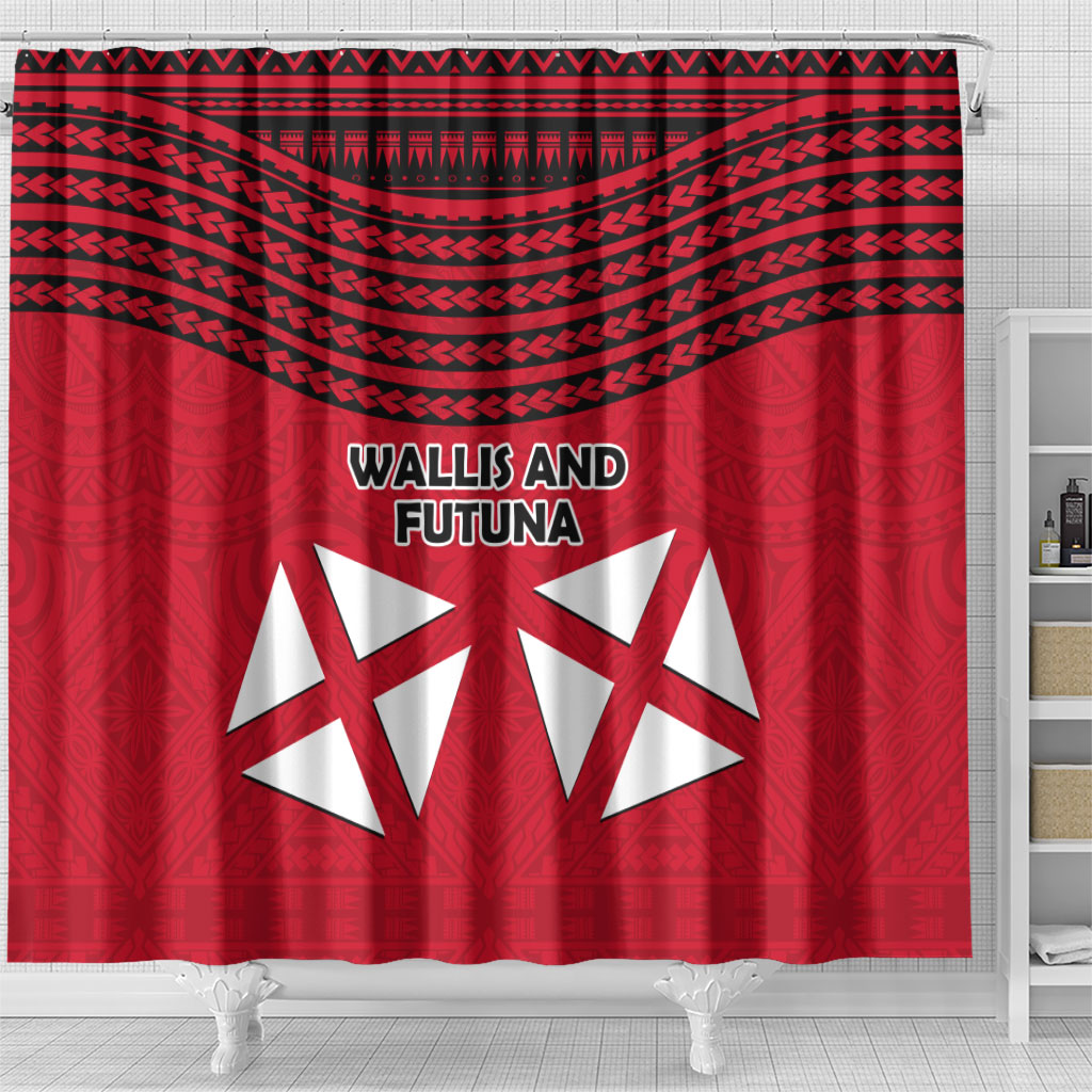 Wallis And Futuna Shower Curtain Polynesian Tattoo Flag Map TS04 - Polynesian Pride