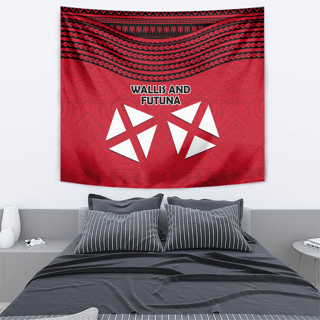 Wallis And Futuna Tapestry Polynesian Tattoo Flag Map TS04 - Polynesian Pride