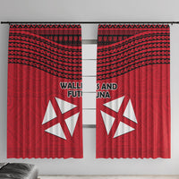 Wallis And Futuna Window Curtain Polynesian Tattoo Flag Map TS04 With Hooks Red Black - Polynesian Pride
