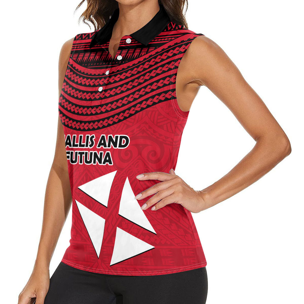 Wallis And Futuna Women Sleeveless Polo Shirt Polynesian Tattoo Flag Map TS04 - Polynesian Pride