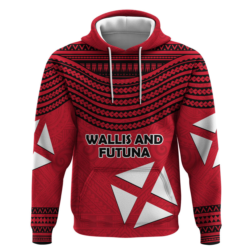 Wallis And Futuna Zip Hoodie Polynesian Tattoo Flag Map TS04 Pullover Hoodie Red Black - Polynesian Pride