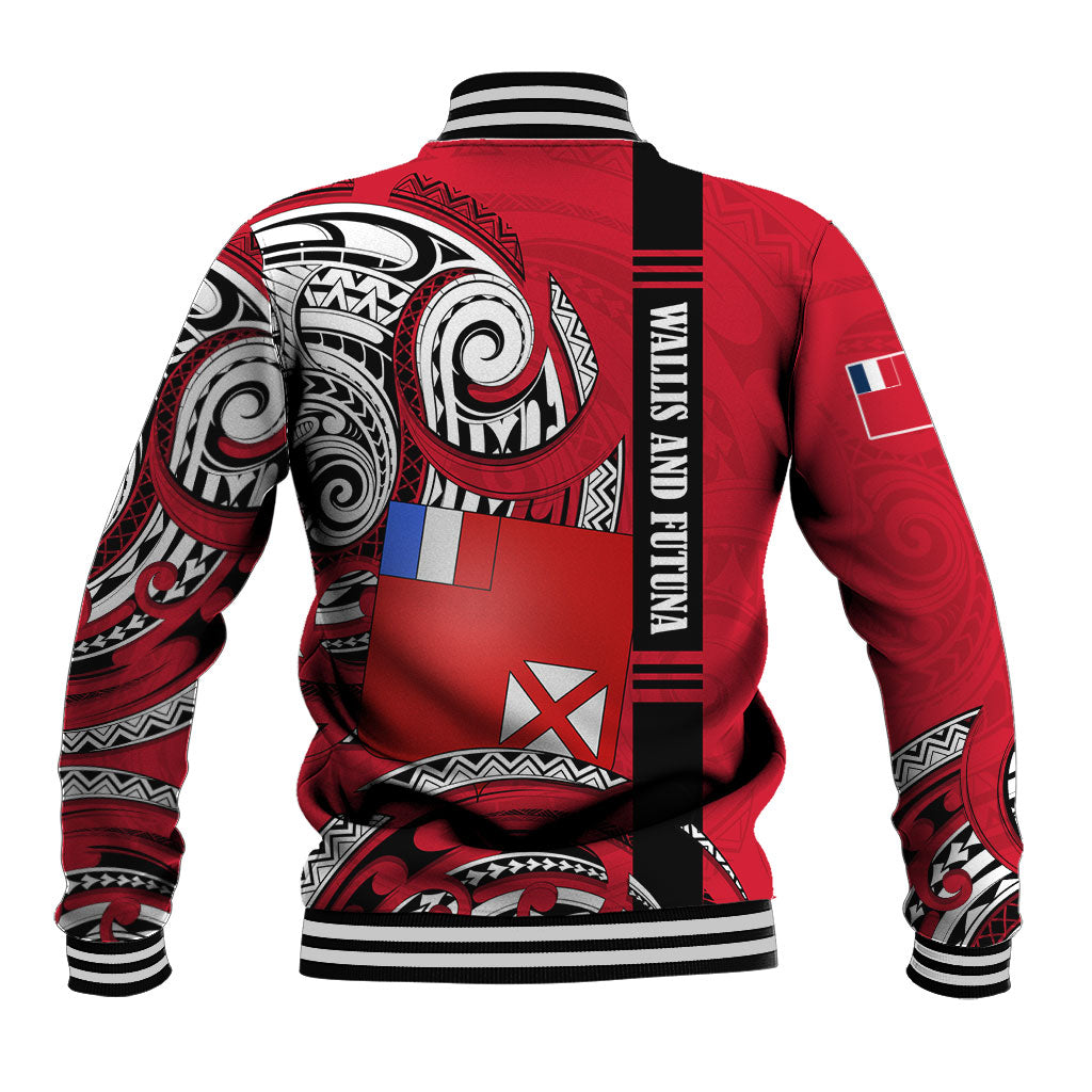 Wallis And Futuna Baseball Jacket Tribal Polynesian Tattoo Flag Motif TS04 - Polynesian Pride