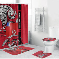 Wallis And Futuna Bathroom Set Tribal Polynesian Tattoo Flag Motif TS04 Bathroom Set (4 pcs) Red Black - Polynesian Pride