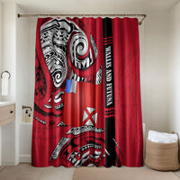 Wallis And Futuna Bathroom Set Tribal Polynesian Tattoo Flag Motif TS04 Shower Curtain Only Red Black - Polynesian Pride