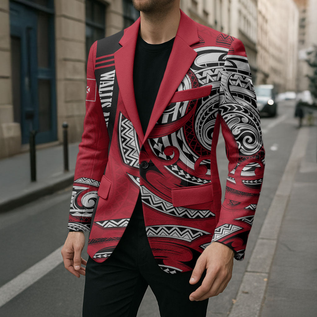 Wallis And Futuna Blazer Tribal Polynesian Tattoo Flag Motif