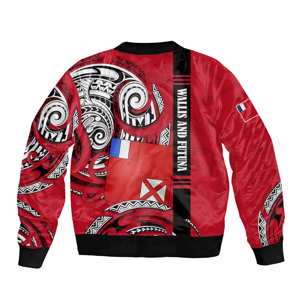 Wallis And Futuna Bomber Jacket Tribal Polynesian Tattoo Flag Motif TS04 - Polynesian Pride
