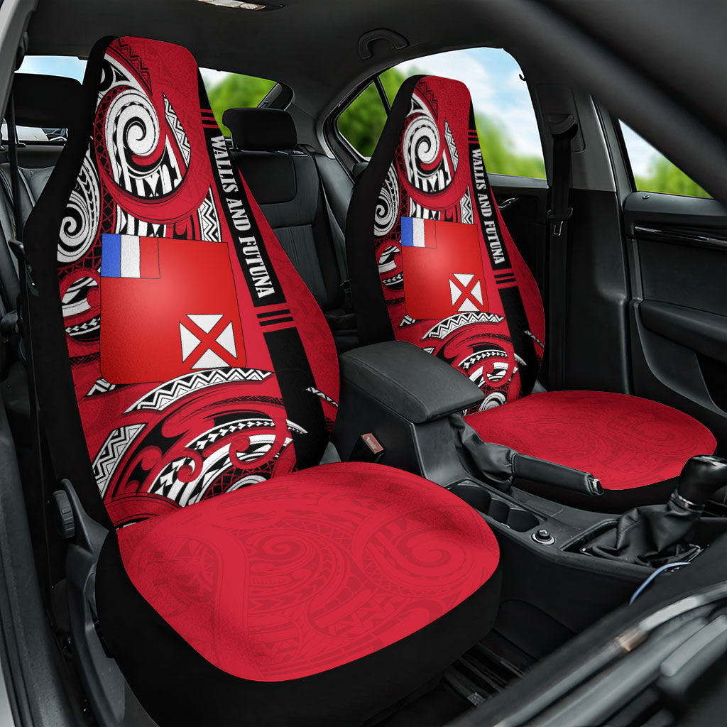 Wallis And Futuna Car Seat Cover Tribal Polynesian Tattoo Flag Motif