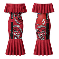 Wallis And Futuna Couples Matching Mermaid Dress and Hawaiian Shirt Tribal Polynesian Tattoo Flag Motif TS04 - Polynesian Pride