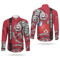 Wallis And Futuna Couples Matching Summer Maxi Dress and Long Sleeve Button Shirt Tribal Polynesian Tattoo Flag Motif TS04 - Polynesian Pride