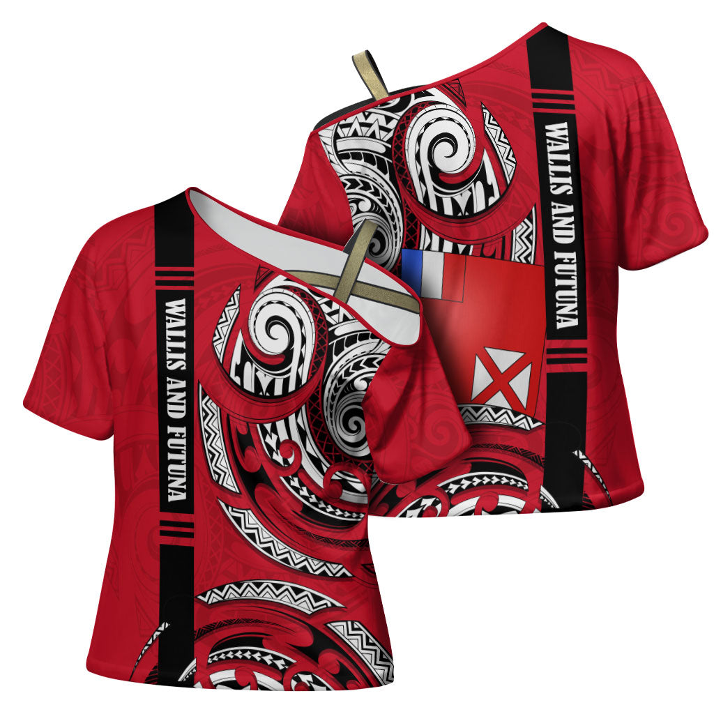 Wallis And Futuna Cross Shoulder Shirt Tribal Polynesian Tattoo Flag Motif TS04 - Polynesian Pride