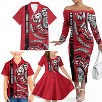 Wallis And Futuna Family Matching Off The Shoulder Long Sleeve Dress and Hawaiian Shirt Tribal Polynesian Tattoo Flag Motif TS04 - Polynesian Pride