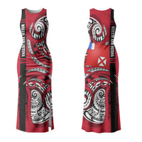 Wallis And Futuna Family Matching Tank Maxi Dress and Hawaiian Shirt Tribal Polynesian Tattoo Flag Motif TS04 Mom's Dress Red Black - Polynesian Pride