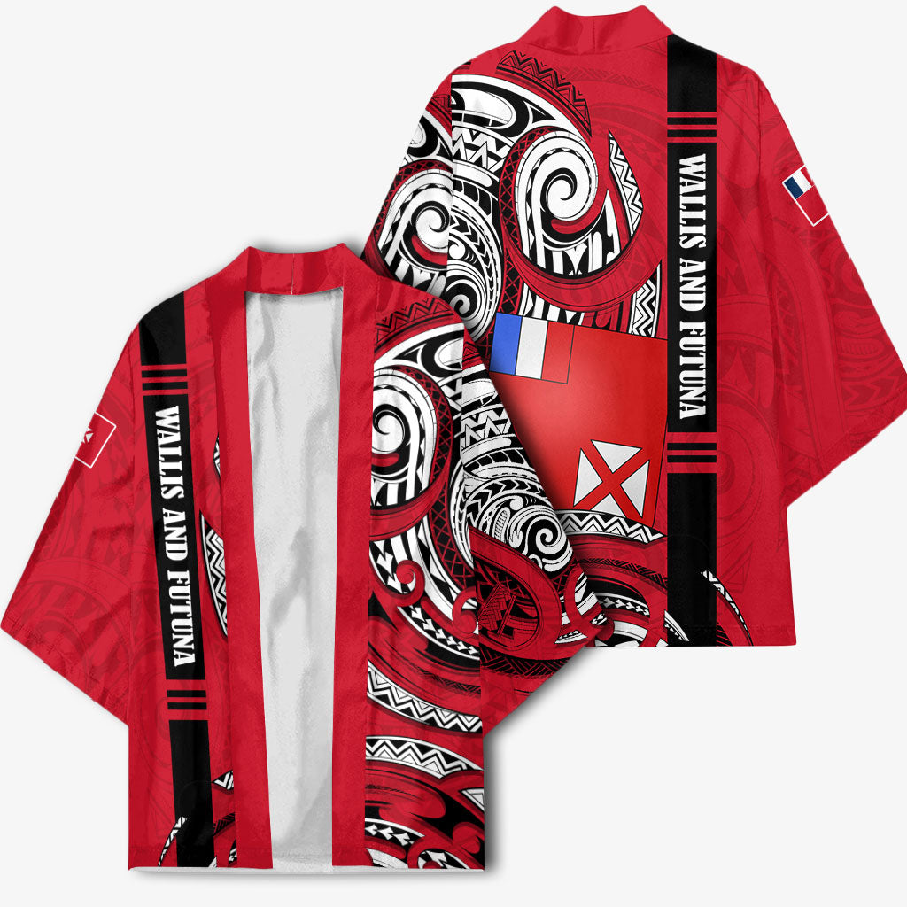 Wallis And Futuna Kimono Tribal Polynesian Tattoo Flag Motif TS04 - Polynesian Pride