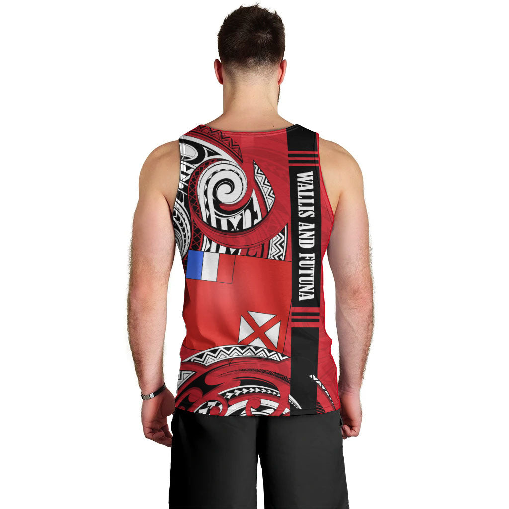 Wallis And Futuna Men Tank Top Tribal Polynesian Tattoo Flag Motif TS04 - Polynesian Pride