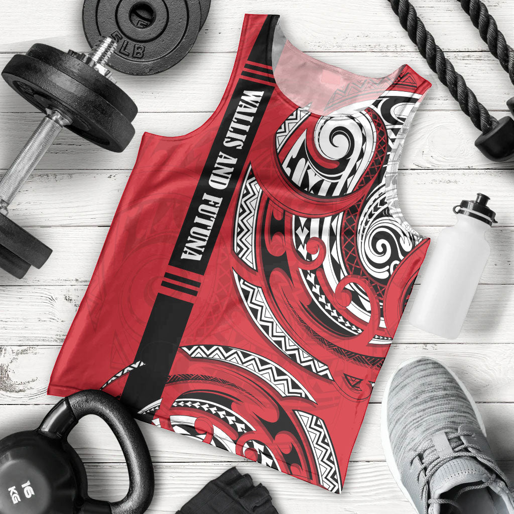 Wallis And Futuna Men Tank Top Tribal Polynesian Tattoo Flag Motif TS04 - Polynesian Pride