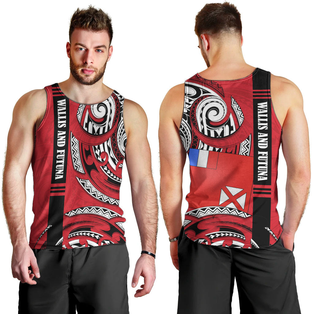 Wallis And Futuna Men Tank Top Tribal Polynesian Tattoo Flag Motif TS04 - Polynesian Pride