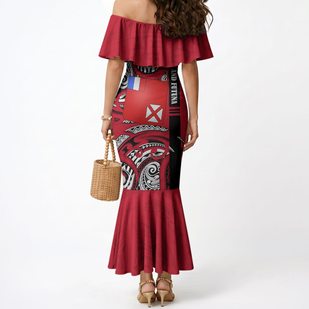 Wallis And Futuna Mermaid Dress Tribal Polynesian Tattoo Flag Motif TS04 - Polynesian Pride