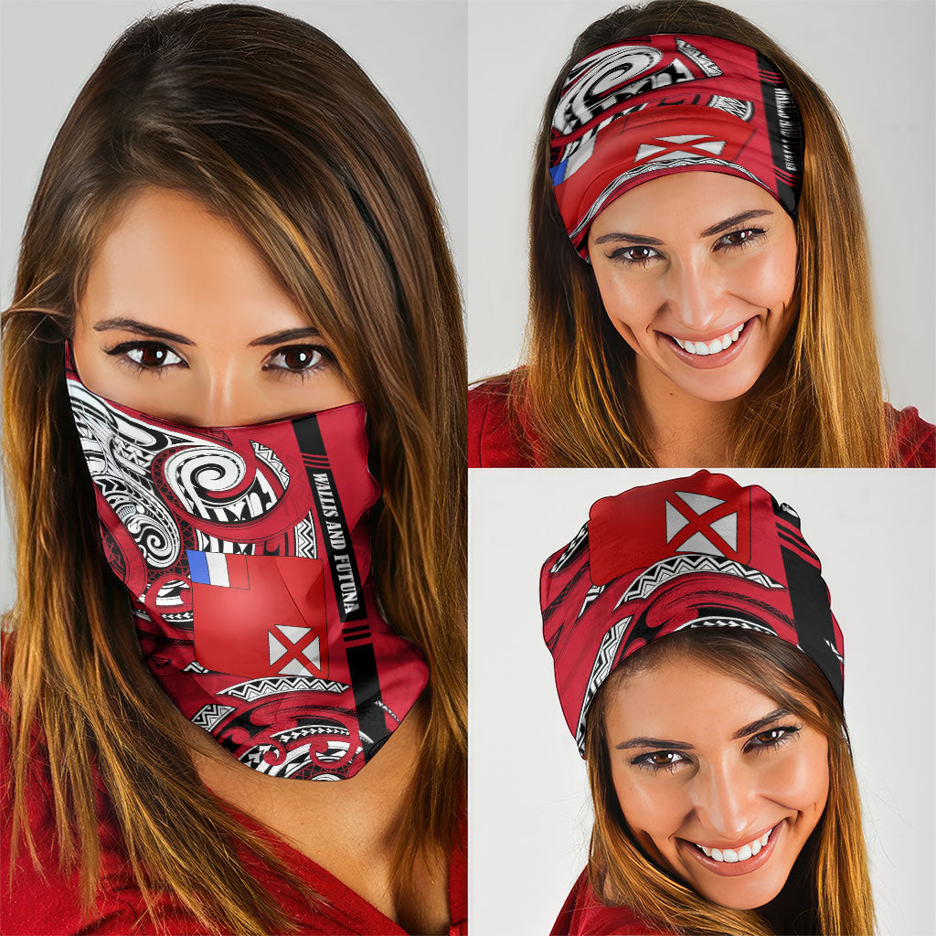 Wallis And Futuna Neck Gaiter Tribal Polynesian Tattoo Flag Motif TS04 - Polynesian Pride