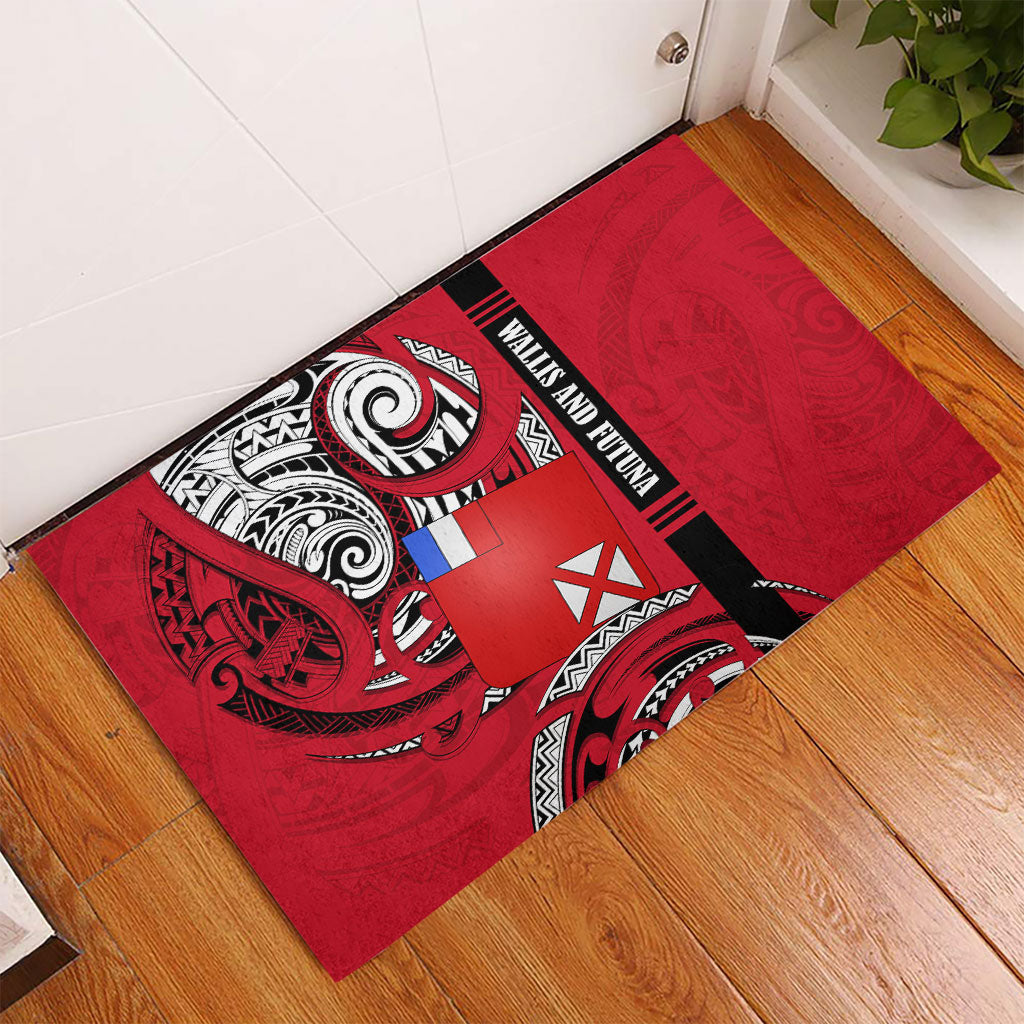 Wallis And Futuna Rubber Doormat Tribal Polynesian Tattoo Flag Motif TS04 - Polynesian Pride