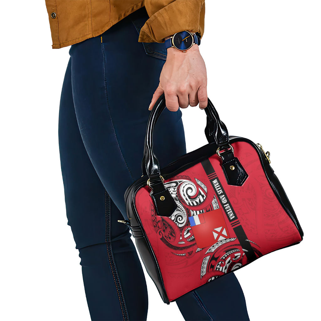 Wallis And Futuna Shoulder Handbag Tribal Polynesian Tattoo Flag Motif TS04 - Polynesian Pride