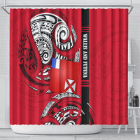 Wallis And Futuna Shower Curtain Tribal Polynesian Tattoo Flag Motif TS04 - Polynesian Pride