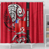 Wallis And Futuna Shower Curtain Tribal Polynesian Tattoo Flag Motif TS04 - Polynesian Pride