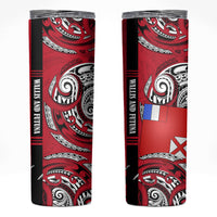 Wallis And Futuna Skinny Tumbler Tribal Polynesian Tattoo Flag Motif TS04 Red Black - Polynesian Pride