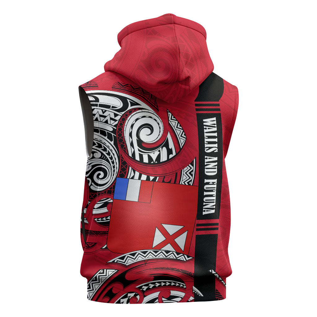 Wallis And Futuna Sleeveless Zip Hoodie Tribal Polynesian Tattoo Flag Motif TS04 - Polynesian Pride