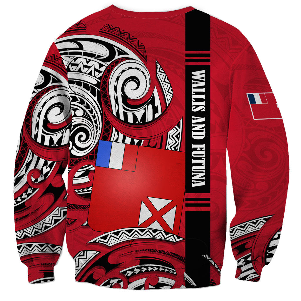 Wallis And Futuna Sweatshirt Tribal Polynesian Tattoo Flag Motif TS04 - Polynesian Pride