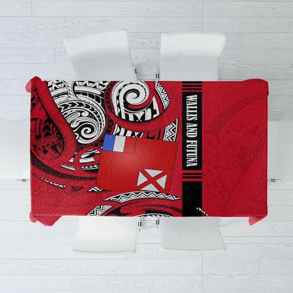 Wallis And Futuna Tablecloth Tribal Polynesian Tattoo Flag Motif TS04 Red Black - Polynesian Pride