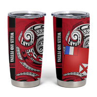 Wallis And Futuna Tumbler Cup Tribal Polynesian Tattoo Flag Motif TS04 Red Black - Polynesian Pride