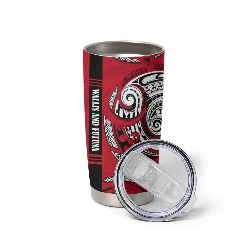 Wallis And Futuna Tumbler Cup Tribal Polynesian Tattoo Flag Motif TS04 - Polynesian Pride