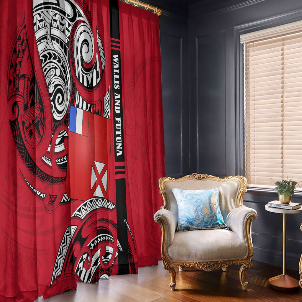 Wallis And Futuna Window Curtain Tribal Polynesian Tattoo Flag Motif TS04 - Polynesian Pride