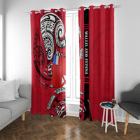 Wallis And Futuna Window Curtain Tribal Polynesian Tattoo Flag Motif TS04 With Grommets Red Black - Polynesian Pride