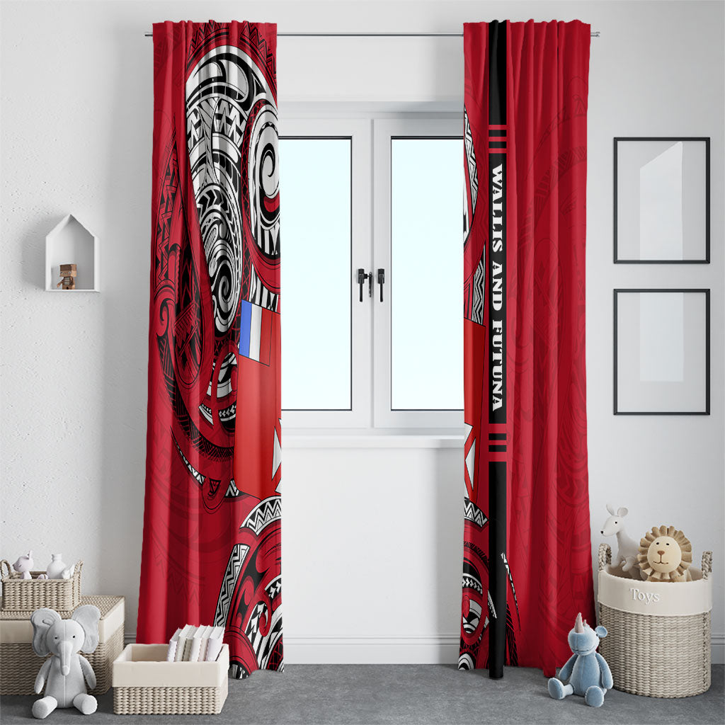 Wallis And Futuna Window Curtain Tribal Polynesian Tattoo Flag Motif TS04 - Polynesian Pride