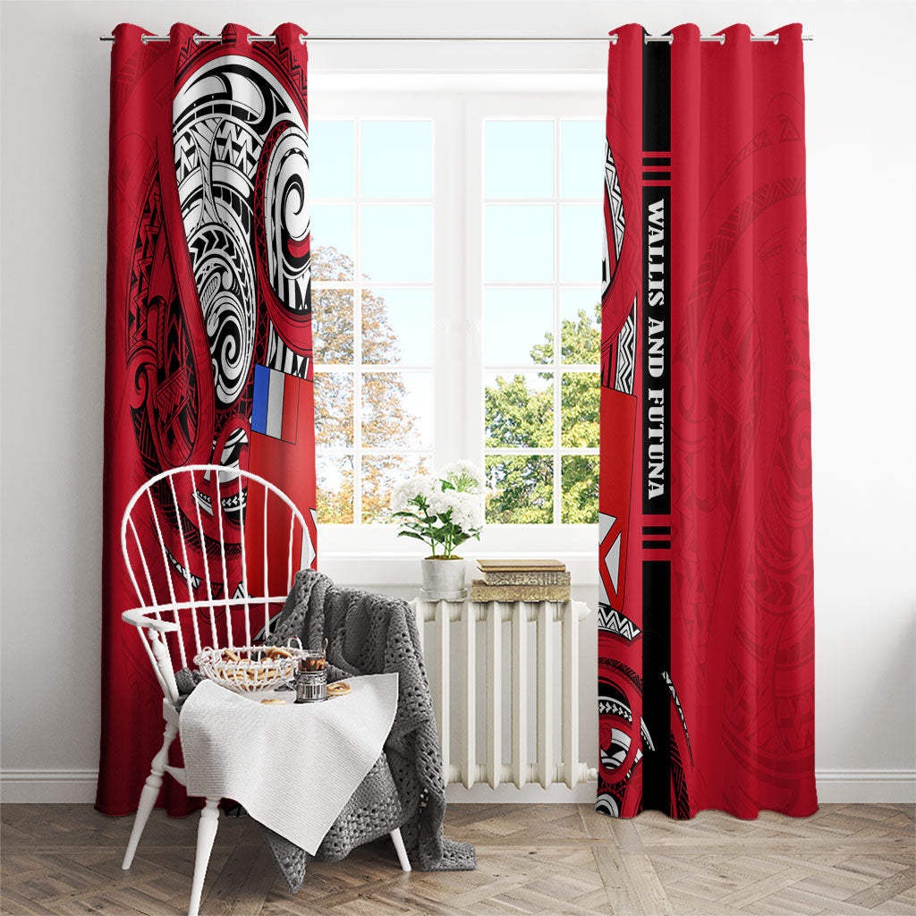 Wallis And Futuna Window Curtain Tribal Polynesian Tattoo Flag Motif TS04 - Polynesian Pride