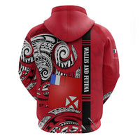 Wallis And Futuna Zip Hoodie Tribal Polynesian Tattoo Flag Motif TS04 - Polynesian Pride