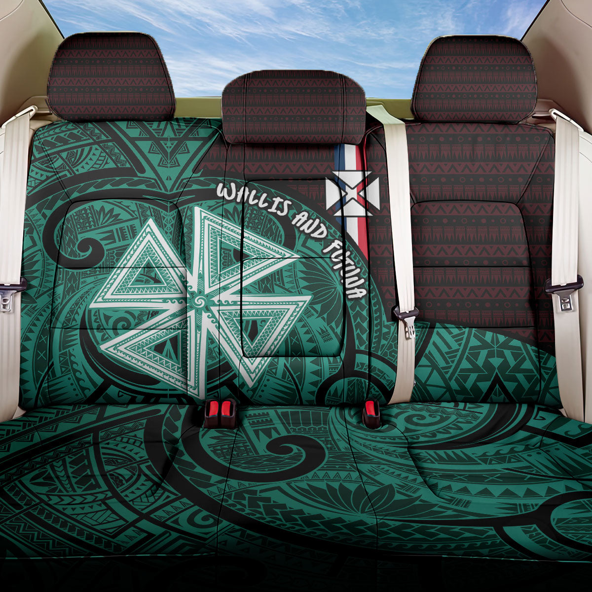 Wallis And Futuna Back Car Seat Cover Tribal Polynesian Tattoo Heritage Cross Flag