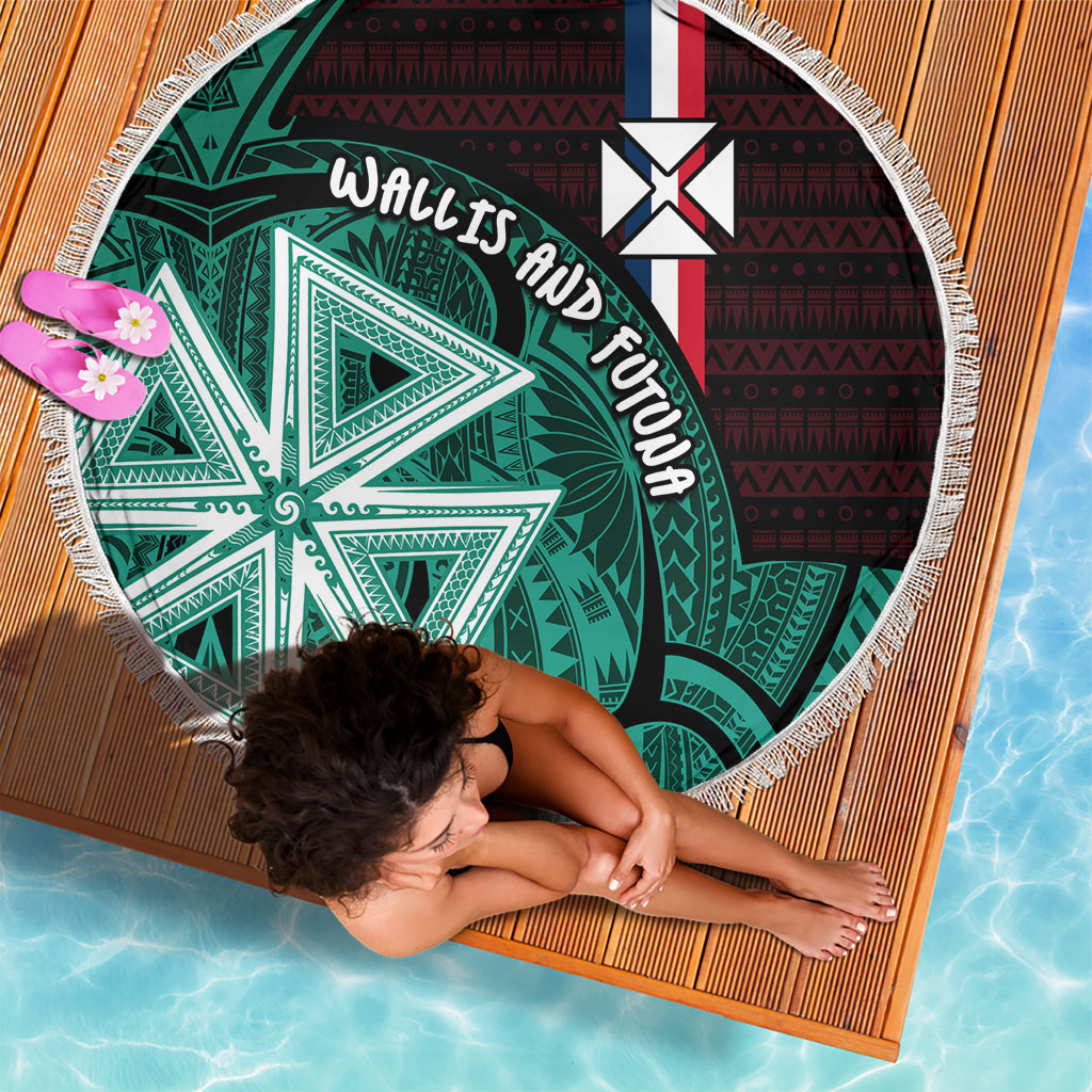 Wallis And Futuna Beach Blanket Tribal Polynesian Tattoo Heritage Cross Flag