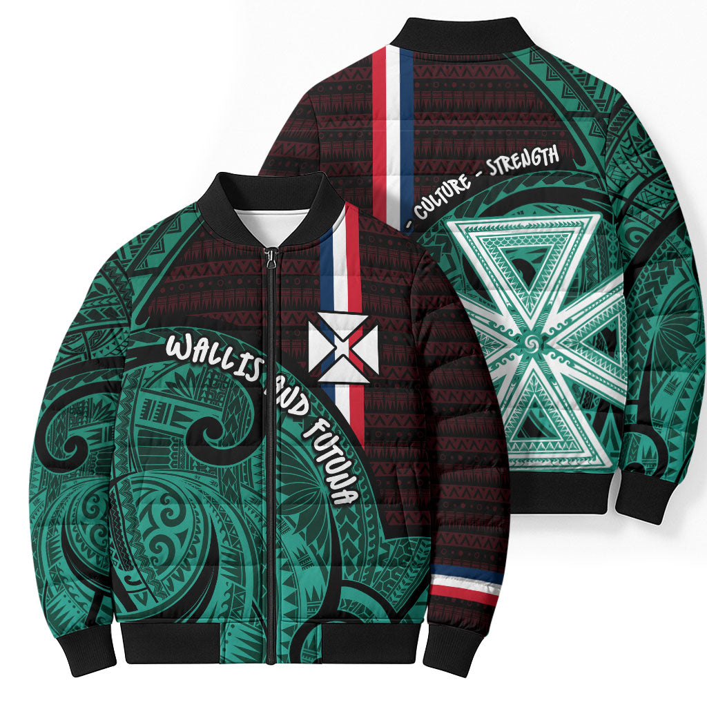 Wallis And Futuna Bomber Puffer Jacket Tribal Polynesian Tattoo Heritage Cross Flag TS04 - Polynesian Pride