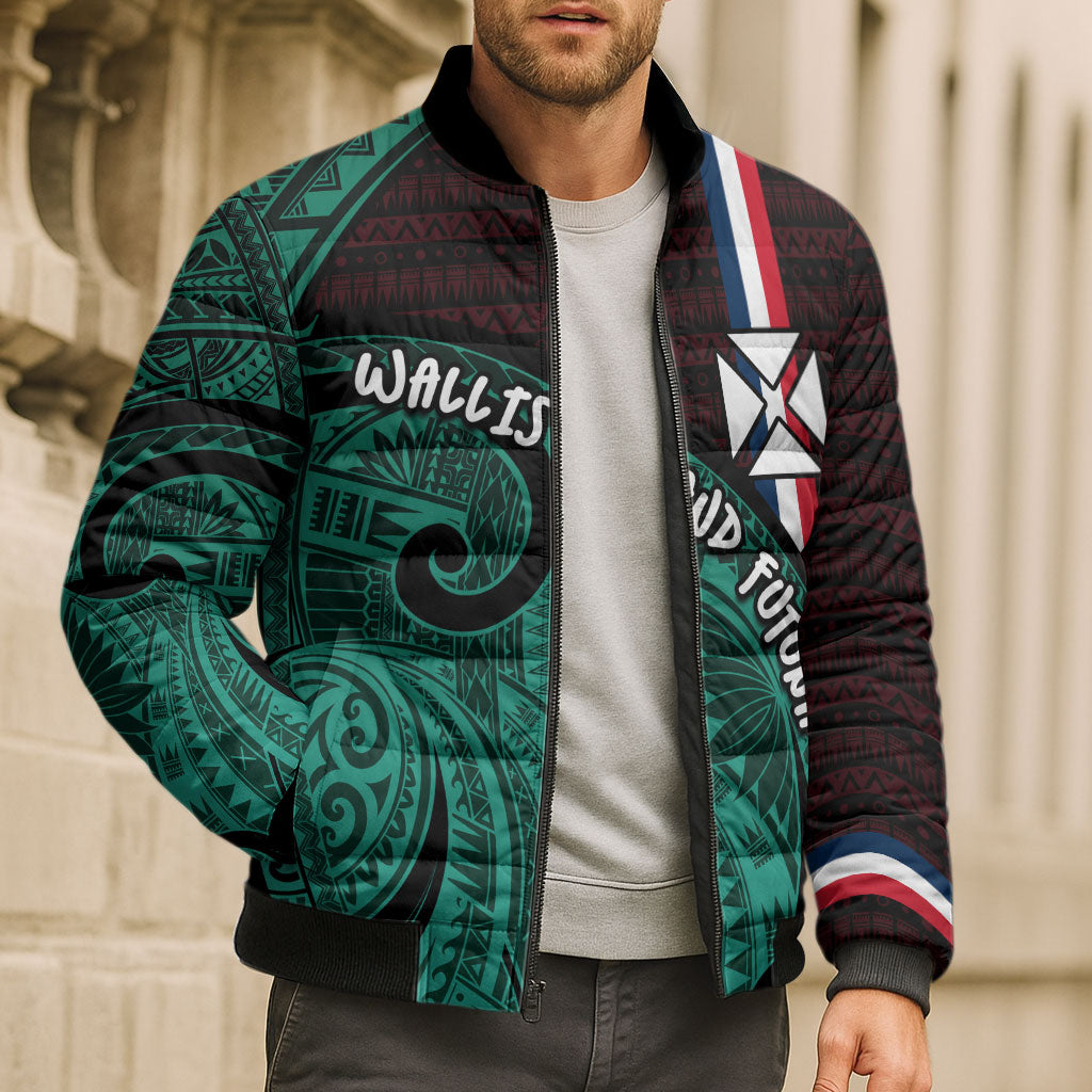 Wallis And Futuna Bomber Puffer Jacket Tribal Polynesian Tattoo Heritage Cross Flag TS04 - Polynesian Pride