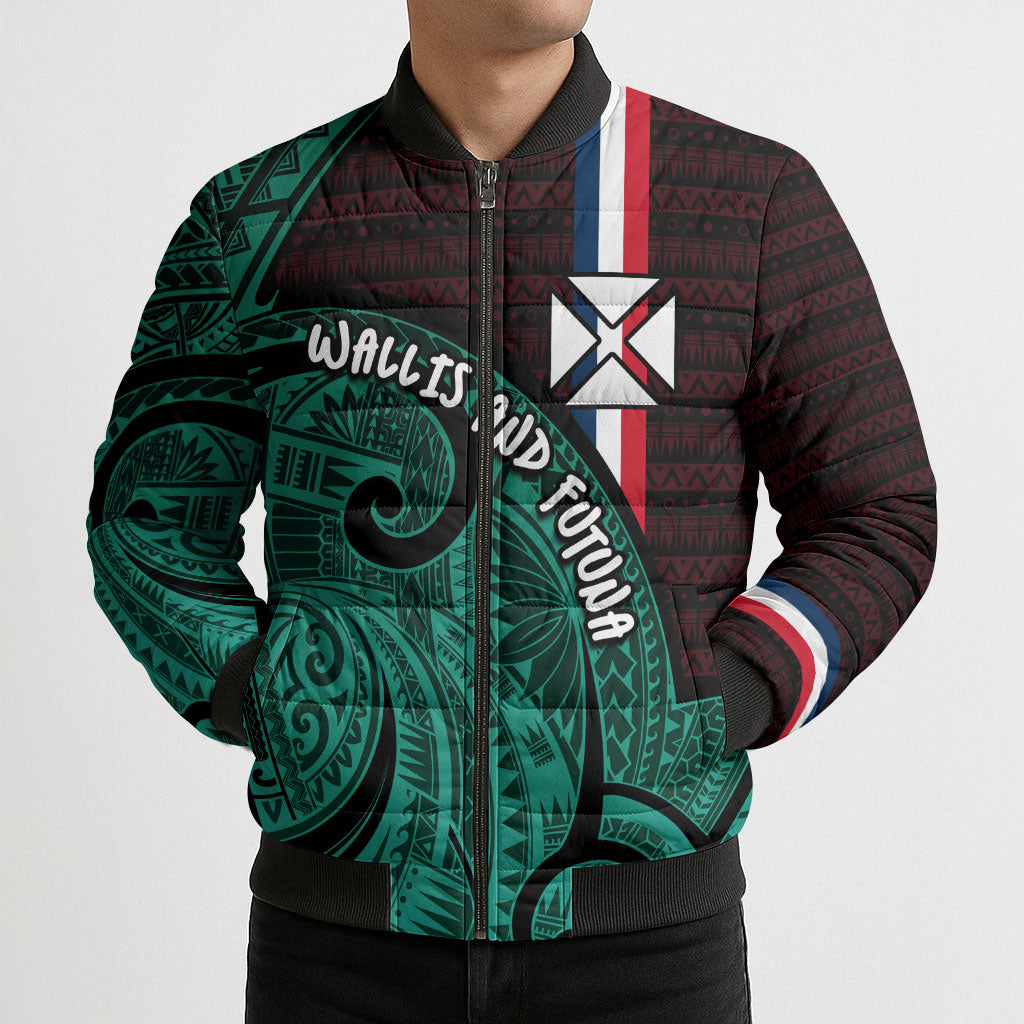 Wallis And Futuna Bomber Puffer Jacket Tribal Polynesian Tattoo Heritage Cross Flag TS04 - Polynesian Pride