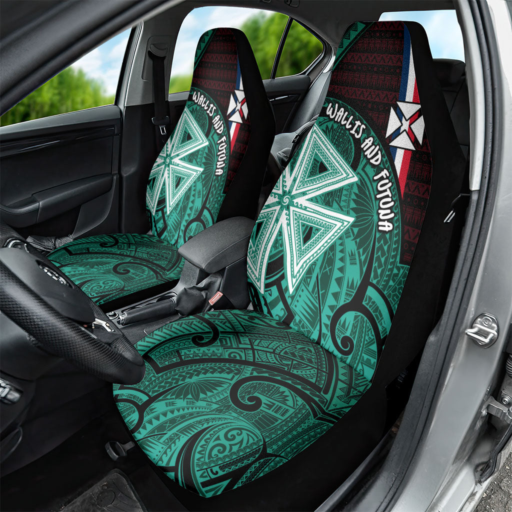 Wallis And Futuna Car Seat Cover Tribal Polynesian Tattoo Heritage Cross Flag