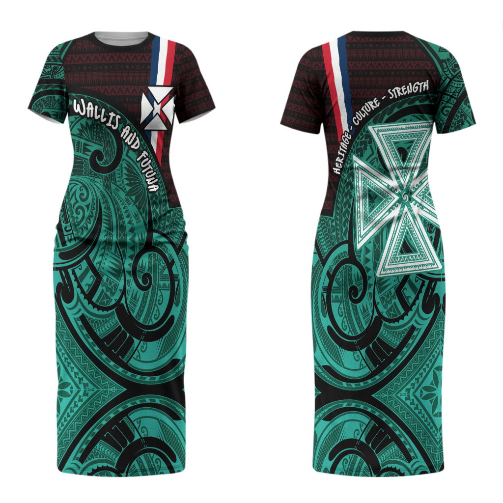 Wallis And Futuna Couples Matching Short Sleeve Bodycon Dress and Hawaiian Shirt Tribal Polynesian Tattoo Heritage Cross Flag TS04 - Polynesian Pride