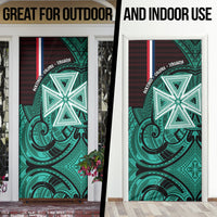 Wallis And Futuna Door Cover Tribal Polynesian Tattoo Heritage Cross Flag TS04 - Polynesian Pride