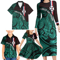 Wallis And Futuna Family Matching Long Sleeve Bodycon Dress and Hawaiian Shirt Tribal Polynesian Tattoo Heritage Cross Flag TS04 - Polynesian Pride
