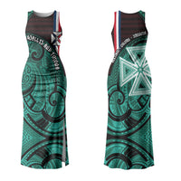 Wallis And Futuna Family Matching Tank Maxi Dress and Hawaiian Shirt Tribal Polynesian Tattoo Heritage Cross Flag TS04 Mom's Dress Green Black - Polynesian Pride