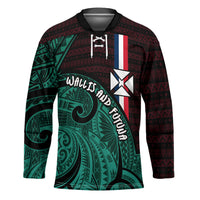 Wallis And Futuna Hockey Jersey Tribal Polynesian Tattoo Heritage Cross Flag TS04 Unisex Green Black - Polynesian Pride